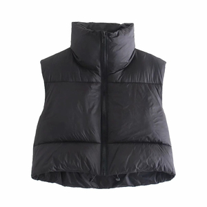 Veste en duvet avec logo personnalisé OEM pour femmes Gilet d'hiver de mode courte avec fermeture à glissière Caractéristique coupe-vent de style décontracté - Product Image 5