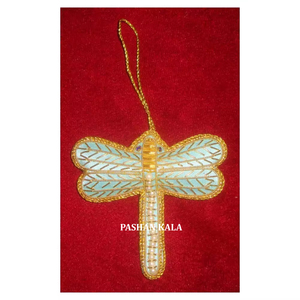 Broderie Zari faite à la main en tissu super exclusif et forme de mouche de beurre perlé pour les ornements suspendus de Noël et la décoration de la maison - Product Image 1