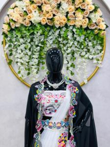 Beautiful Designer Blouse And <b>Shrug</b>-Dupatta With Thread Work - Product Image 3