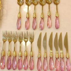 Luxury Crystal Acrylic Handle Cutlery Set Modern Elegant Stainless Steel <b>Flatware</b> for Premium Dining and Stylish Table Decor - Product Image 2