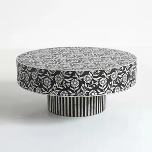 Mesa de centro pintada a mano ecológica con incrustaciones de perlas Madre, mesa de concha hecha a mano para interiores tradicionales del hogar, sala de estar - Product Image 1