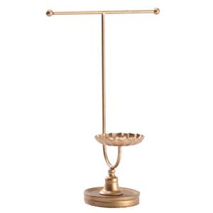 Soporte de joyería de metal minimalista moderno con acabado dorado cepillado, diseñado para un almacenamiento elegante y funcional. - Product Image 2