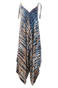 2024 verano nuevo estilo Casual traje con cuello en V chaleco traje de cintura alta pantalones de pierna ancha Tie Dye monos largos de una pieza - Product Image 2