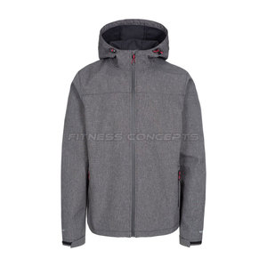 Chaqueta Softshell de diseño personalizado para hombre con capucha y cuello levantado, tela de lona con logotipo frontal, chaqueta Softshell al por mayor - Product Image 1