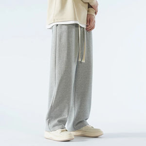 New <b>Men's</b> Casual Pants <b>Wide</b> <b>Leg</b> Straight 65% Cotton Fabric Outdoor Sweatpants Neutral High-quality Soft Long Baggy <b>Trousers</b> - Product Image 1