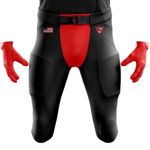 Uniforme de fútbol americano para hombres, pantalones de Jersey rojos y negros personalizados, ropa deportiva de equipo sublimada de alta calidad, equipo de entrenamiento duradero - Product Image 5
