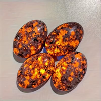 Pierre de poche Yooperlite naturelle, réactive aux UV, effet flamme, polie, Sodalite fluorescente, pour Reiki et méditation, 50mm