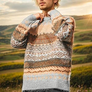 Suéter de Punto Personalizado para Hombre, 100% Algodón, Cuello Redondo, Estilo Urbano, Transpirable, Alta Calidad, Venta al Por Mayor - Product Image 3