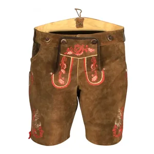 Pantalones cortos bávaros personalizados para hombre Oktoberfest Lederhosen en colores personalizados con logotipo impreso Wax Lederhosen Shorts para uso en el gimnasio - Product Image 2
