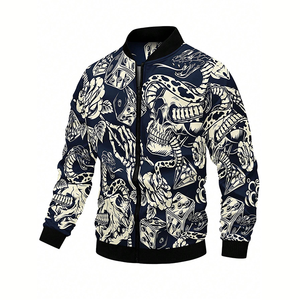 Veste de baseball à manches longues pour homme avec couleur contrastée imprimé crâne Streetwear Zip up Style-Service OEM disponible - Product Image 1
