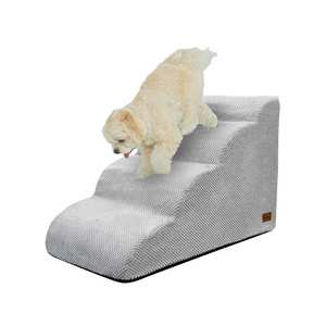 [AllmioPet] Gray Indoor Pet Stairs Cloud Fabric 4 <b>Step</b> AMP 4 GR Easy Climbing Soft <b>Steps</b> <b>for</b> Puppy Kitten Senior <b>Dogs</b> - Product Image 3