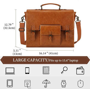 Bolso Mensajero de Cuero Hecho en Pakistán, Bolso de Hombro Tipo Maletín para Portátil, Impermeable, de Gran Tamaño, en Oferta - Product Image 3