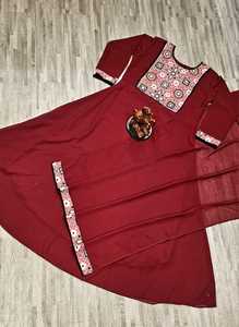 Fulpari เดรสสีดำแบบพิเศษสำหรับผู้หญิงเดรส Anarkali ลายดอกไม้ชุดเดรส Anarkali สำหรับปาร์ตี้เย็บเต็มชุดเดรส Anarkali Kurti - Product Image 4