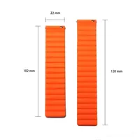 Correa de Reloj Magnética de Silicona Flexible Premium Naranja/Gris de 22mm, Repuesto para Brazalete Lanjo B9722