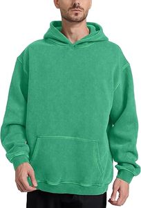 Hombres Invierno Casual Acid Wash Hoodies Color Sólido Regular Fit 100% Algodón Fleece - Product Image 2