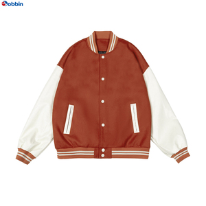 Chaqueta Universitaria de Béisbol Personalizada de Moda, Superventas, para Hombre, Talla Grande, Mangas de Cuero con Bordado Fino - Product Image 3