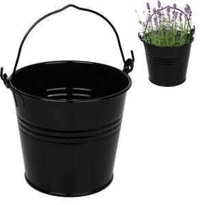 Seaux à seau vintage en métal de couleur noire avec poignée pour décoration intérieure et extérieure jardinières de fleurs seau multi-utilisable - Product Image 3