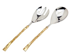 Ensemble de saladiers modernes en acier inoxydable pour cuisine, avec poignée design, couverts de service élégants - Product Image 1