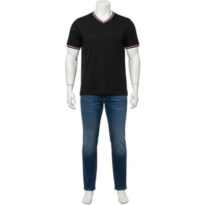 Plus Size Men O Neck Cotton <b>T</b> <b>Shirts</b> with Contrast Trim Soft Breathable Fabric Casual Summer Short Sleeve Tops Fashion Apparel - Product Image 1