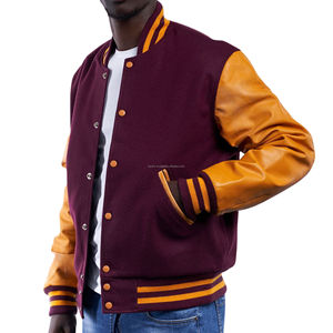 Blouson universitaire unisexe classique en laine avec manches en similicuir, patchwork, écologique, style Letterman, équipe américaine - Product Image 2