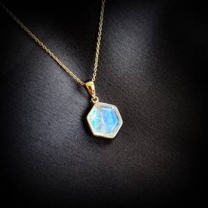 จี้ทอง14K ทรงหกเหลี่ยมสีรุ้งธรรมชาติจี้ทองขนาด11x11มม. สำหรับผู้หญิงจากโรงงานขายส่ง - Product Image 6