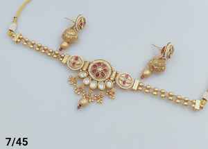 INDIAN TRADITIONAL and FASHIONABLE COPPER <b>JEWELLERY</b> BRIDAL WEDDING <b>JEWELLERY</b> <b>SET</b> for WOMEN EARRINGS and NECKLACE <b>SET</b> - Product Image 2