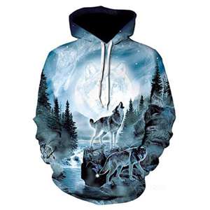 Pull à capuche surdimensionné pour homme avec impression 3D graphique loup Streetwear d'automne Sweat à capuche animal Tops - Product Image 3
