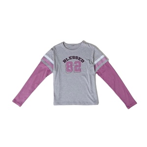 Camisetas de doble capa de manga larga de moda informal de verano ecológicas para camisetas de doble capa impresas en color personalizadas - Product Image 1