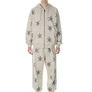 Ensemble de survêtement décontracté en deux pièces pour homme, design tendance 2025, à capuche, uni, avec strass, vêtements d'hiver - Product Image 1