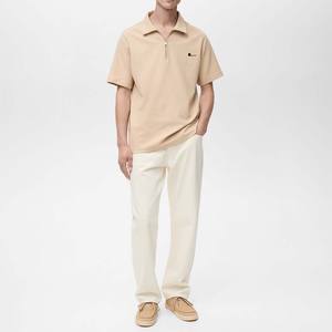 เสื้อเชิ้ตแขนสั้นผู้ชายผ้าใยไผ่ 100% ระบายอากาศดี ซิปหน้าแบบครึ่งซิป ดีไซน์ใหม่สำหรับฤดูร้อน - Product Image 1