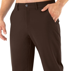 Pantalon de golf pour homme en vente chaude, été, marron, uni, teinture unie, léger, séchage rapide, extensible dans les 4 sens, tissu doux et confortable, décontracté, taille mi-haute - Product Image 3