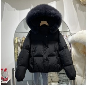 Warm Front Fur Collar <b>Hooded</b> Fur <b>Coats</b> Puffer Jacket Fashion White Duck Down Jackets Female Women <b>Winter</b> <b>Ladies</b> Loose Overcoats - Product Image 5