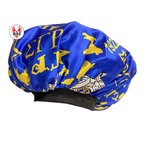 Zeta Phi Beta Sorority Satin Sleep Bonnet Cap Ladies Nighttime Gift Combo de patrón de letras suaves de secado rápido - Product Image 3