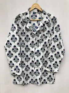 Indian Block Print Pajamas <b>Set</b> Floral Pure Cotton Night Wear Soft Summer Night Suit Perfect Gift for Her - Product Image 6