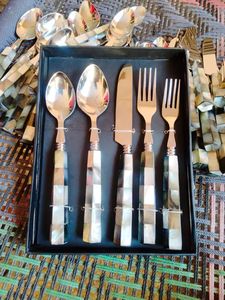 Vajilla de lujo, juegos de cuchillos, cubiertos, cuchara, vajilla de acero inoxidable, mango negro, juego de cubiertos, cuchara y tenedor, juego de cubiertos - Product Image 2