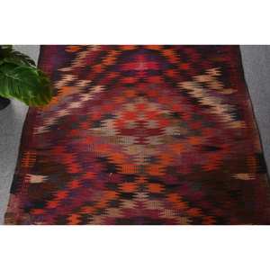 Alfombra Kilim Turca Étnica Roja 9x12, Hecha a Mano, Rectangular, de Lana, Ecológica, con Pelo Mediano, para Entrada - Product Image 5