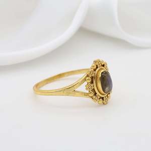 Anillo de Latón chapado en oro a la moda al por mayor, piedra preciosa labradorita, joyería de diseñador de flores a la moda, compromiso de aniversario para mujer - Product Image 2