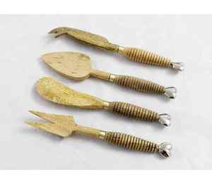 Couteau à fromage Fourchette Ensemble Couteau à beurre Ensemble en acier avec poignées en bois Hôtels réutilisables Restaurants Dîner Couverts Ensemble de couverts - Product Image 2