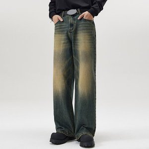 Pantalones Vaqueros de Pierna Ancha para Hombre, Vaqueros Holgados con Bolsillos, Ropa de Calle Informal, Pantalones Largos de Color Sólido - Product Image 4