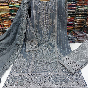 Meilleure vente 2022 femmes 3 pièces en soie cousue Salwar Kameez dernière robe de soirée dernière collection - Product Image 1