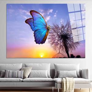 Impresión en lienzo con vista al amanecer de Dandelion: arte natural elegante, arte en vidrio templado - Product Image 1