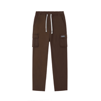 Pantalon cargo unisexe kaki en modal écologique à séchage rapide, style urbain, coupe droite large, devant plat, taille élastique, grandes tailles pour hommes