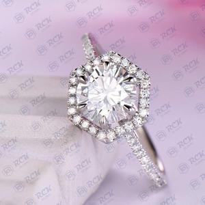 0.90 TCW round Brilliant Cut Halo Moissanite <b>Ring</b> for Women Wedding or Party Gift Anniversary for Her - Product Image 2