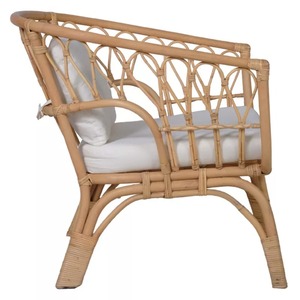 Fauteuil de salon en rotin fait main avec coussins - Fauteuil chic bohème naturel pour salon et terrasse - Product Image 2