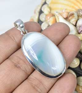 Colgante de plata de ley 100% auténtica de ágata de Botswana Natural 925, piedra preciosa orgánica, ajuste de bisel Chapado en plata hecho a mano para todos - Product Image 3