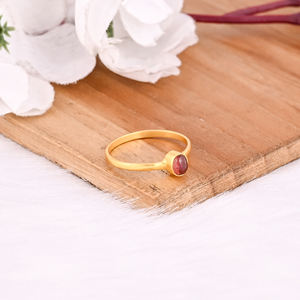 Anillo chapado en oro amarillo hecho a mano con turmalina Rosa Natural de Plata de Ley 925, joyería fina, anillos al por mayor, joyería para mujer - Product Image 2