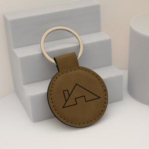 Porte-clés en cuir personnalisé de style vintage durable, porte-clés promotionnel d'entreprise avec forme ovale, initiales gravées - Product Image 4