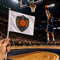Drapeaux mini-guirlandes personnalisés pour clubs de basketball, 100 % polyester, à agiter à la main, avec mât en bambou, séchage rapide, écologiques