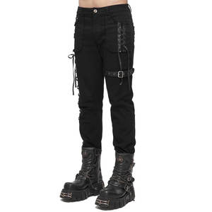 Pantalon de mode pour homme, style gothique punk, motard, grunge, avec lacets latéraux, jeans noir 2026 - Product Image 2