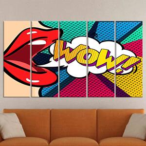Pop <b>Art</b> Woman Canvas <b>Print</b>: Vibrant Tempered Glass Wall Decor,SET OF 5 CANVAS - Product Image 1